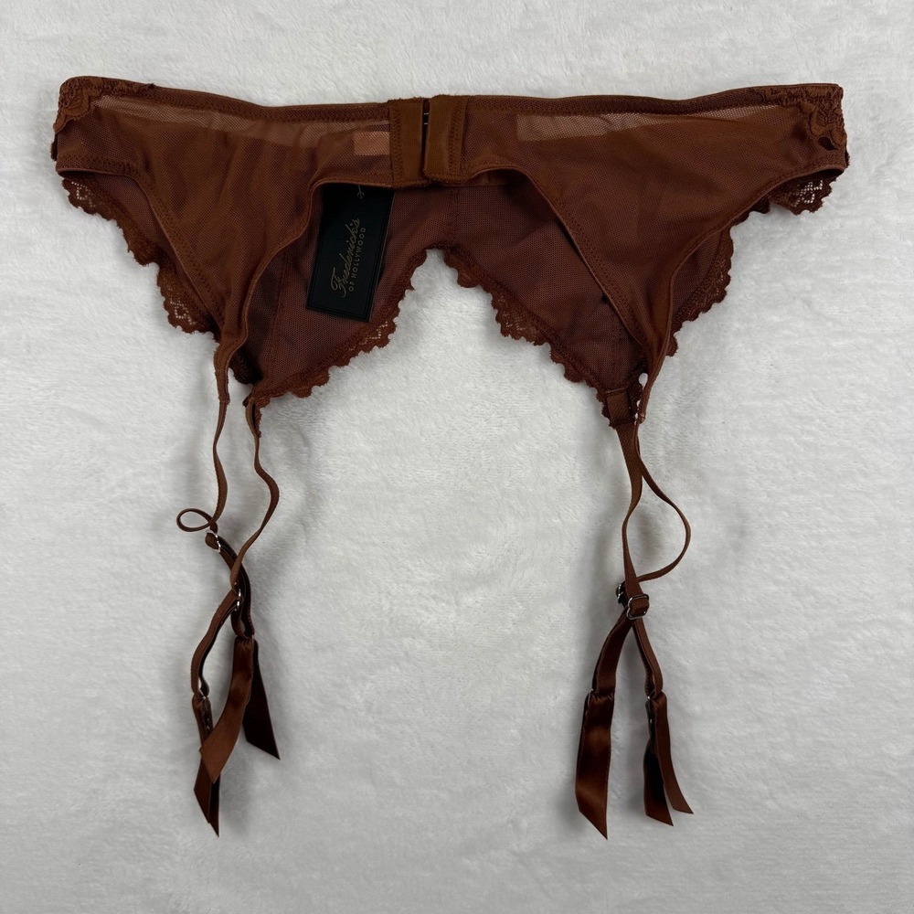 NWT Fredericks of Hollywood Jessica Lace Garter‎ Belt Brown S M - Picture 4 of 6